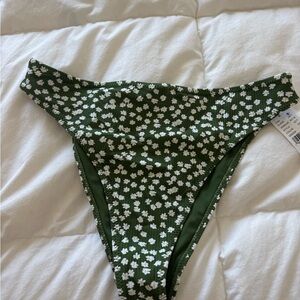 PacSun Olive Green Floral Ribbed Bikini Bottoms